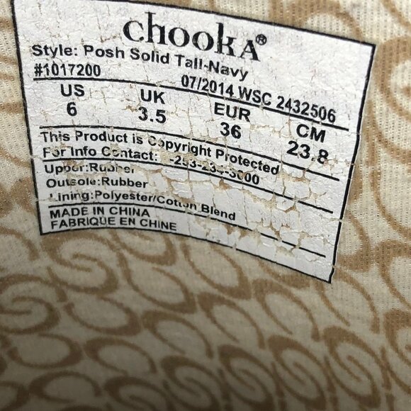 Chooka Navy Posh Solid Tall Rubber Rain Boots 6 - Picture 5 of 8